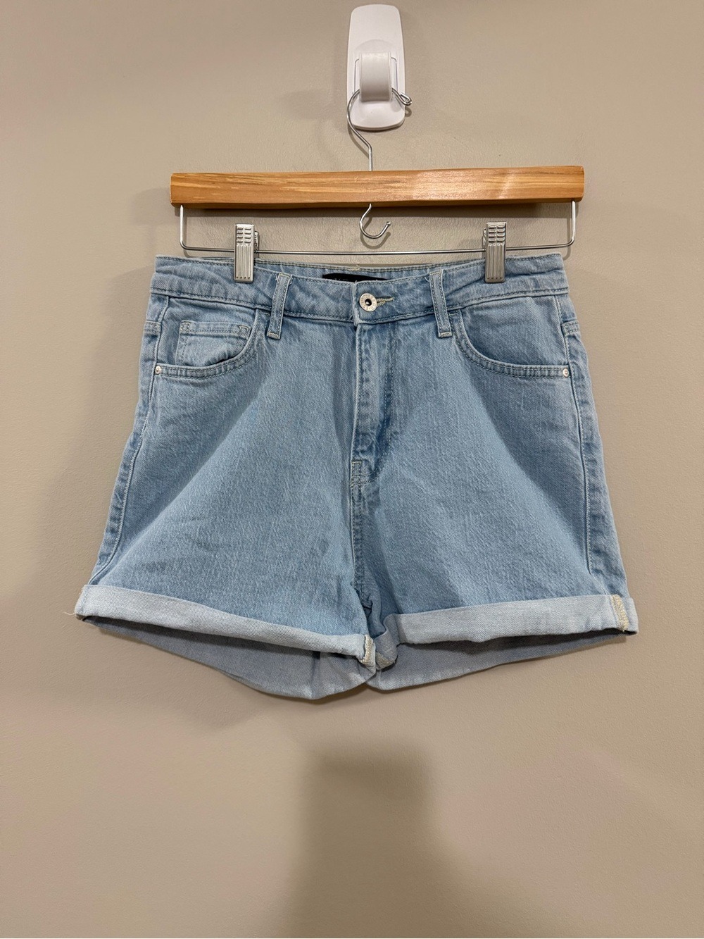 Guess Light Blue Denim Roll-Cuff Shorts